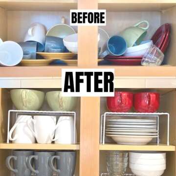 Evelots Kitchen Cabinet Wire Shelf Organizer/Rack - 4 Pack Sturdy Metal Shelf Risers - Double Your Counter Space - Great for Kitchen, Freezer, Pantry and Bathroom - Rustproof - White