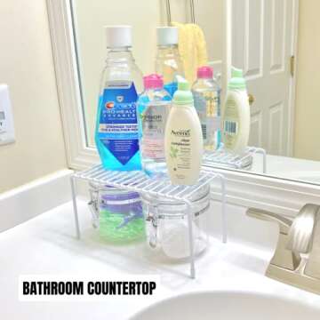 Evelots Kitchen Cabinet Wire Shelf Organizer/Rack - 4 Pack Sturdy Metal Shelf Risers - Double Your Counter Space - Great for Kitchen, Freezer, Pantry and Bathroom - Rustproof - White