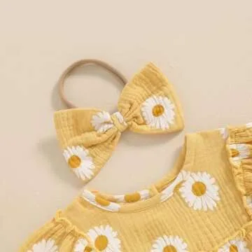 Cute Summer Daisy Romper for Baby Girls 0-18 Months