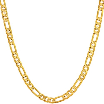 LIFETIME JEWELRY 4mm Figaro Chain Necklace 24k Gold Plated for Men Women & Teens (24 inches, Gold)
