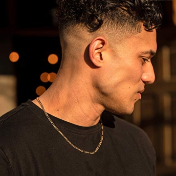 Elegant 4mm Figaro Chain Necklace 24k Gold Plated