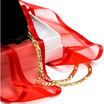 Elegant 4mm Figaro Chain Necklace 24k Gold Plated