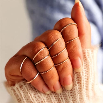 18K Gold Plated Stackable Rings for Women - Elegant & Durable