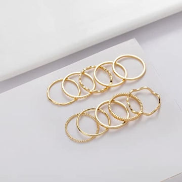 18K Gold Plated Stackable Rings for Women - Elegant & Durable
