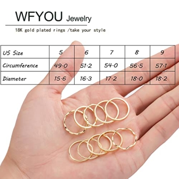 18K Gold Plated Stackable Rings for Women - Elegant & Durable