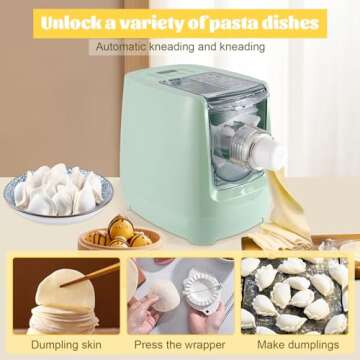 Treliamd Electric Pasta Maker, Automatic Pasta Maker Machine with 13 Discs for Spaghetti & Fettucine and More, Noodle Pasta Maker Machine with Measuring Cups & Flour Cup, for Home Kitchen