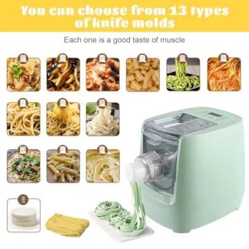 Treliamd Electric Pasta Maker, Automatic Pasta Maker Machine with 13 Discs for Spaghetti & Fettucine and More, Noodle Pasta Maker Machine with Measuring Cups & Flour Cup, for Home Kitchen