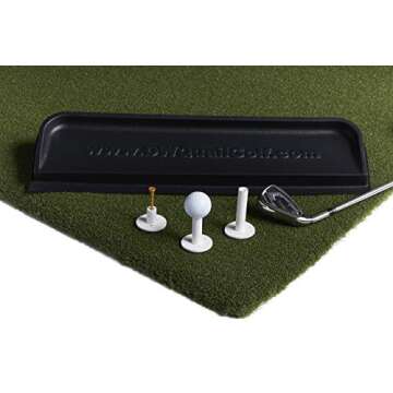 Perfect Reaction Golf Mat - 4x5 Feet Premium Turf Indoor/Outdoor Mat for Hitting & Chipping - Golf Stance Mat w/Golf Accessories (Golf Tray + 3 Rubber Golf Tees)