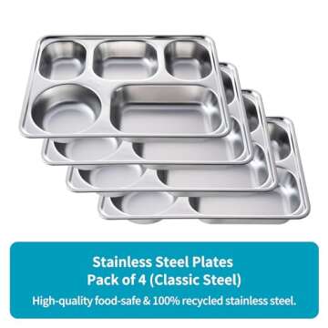 Durable Finopro Stainless Steel Divided Dinner Plates