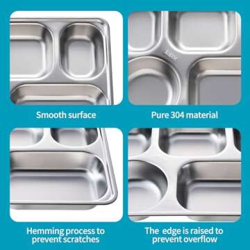Durable Finopro Stainless Steel Divided Dinner Plates