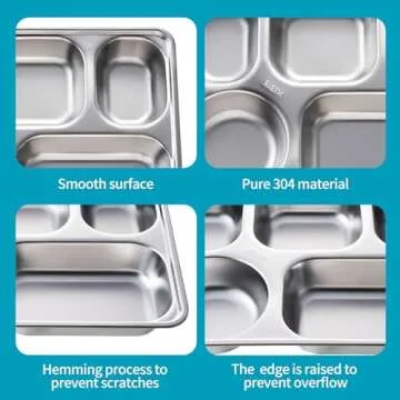 Durable Finopro Stainless Steel Divided Dinner Plates