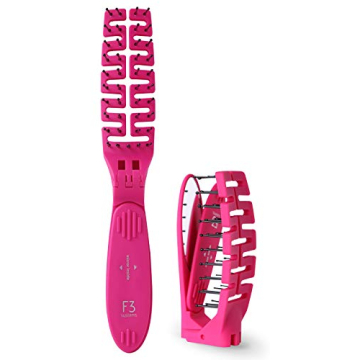 F3 Systems Compact Folding Hair Brush with Mirror - Detangling Comb for Adults & Kids, Portable for ...