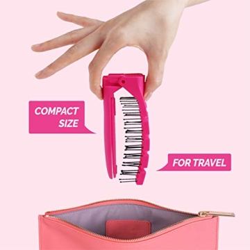 F3 Systems Folding Hair Brush with Mirror for Travel