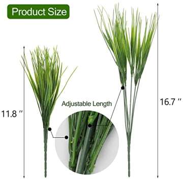 Tecbeauty 30 Bundles Artificial Outdoor Plants, Fake Wheat Grass Faux Plastic Plants UV Resistant Ar...