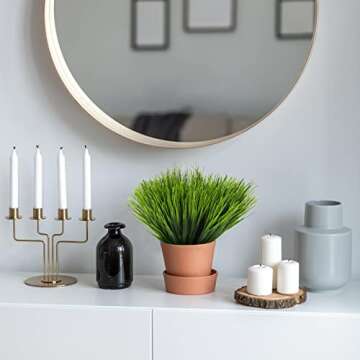 Tecbeauty 30 Bundles Artificial Outdoor Plants, Fake Wheat Grass Faux Plastic Plants UV Resistant Artificial Greenery Shrubs for Garden Patio Porch Window Box Decor