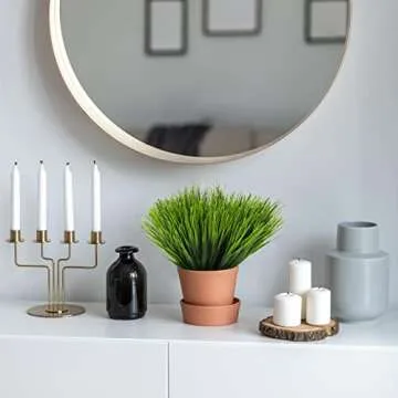 Tecbeauty 30 Bundles Artificial Outdoor Plants, Fake Wheat Grass Faux Plastic Plants UV Resistant Artificial Greenery Shrubs for Garden Patio Porch Window Box Decor