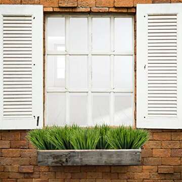 Tecbeauty 30 Bundles Artificial Outdoor Plants, Fake Wheat Grass Faux Plastic Plants UV Resistant Artificial Greenery Shrubs for Garden Patio Porch Window Box Decor