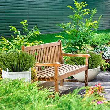 Tecbeauty 30 Bundles Artificial Outdoor Plants, Fake Wheat Grass Faux Plastic Plants UV Resistant Artificial Greenery Shrubs for Garden Patio Porch Window Box Decor