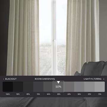 HPD Half Price Drapes Premium Heavy Faux Linen Curtains for Living Room (1 Panel), 50W x 108L Light ...