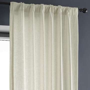 HPD Half Price Drapes Premium Heavy Faux Linen Curtains for Living Room (1 Panel), 50W x 108L Light Filtering Curtains 108 Inches Long Window Curtains for Bedroom, Barley