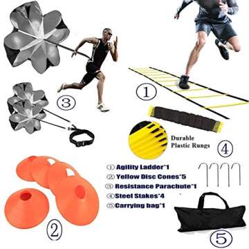 XINXIANG Speed Agility Training Kit: Agility Ladder, Parachute & Cones