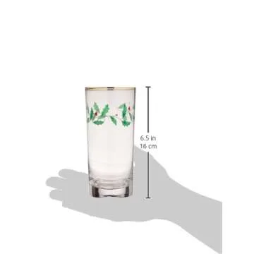 Lenox 849605 Holiday 4-Piece Highball Glass Set, Christmas Dinnerware, Hosting