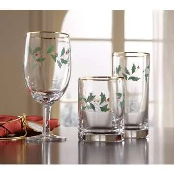 Lenox 849605 Holiday 4-Piece Highball Glass Set, Christmas Dinnerware, Hosting