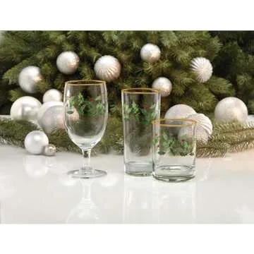Lenox 849605 Holiday 4-Piece Highball Glass Set, Christmas Dinnerware, Hosting