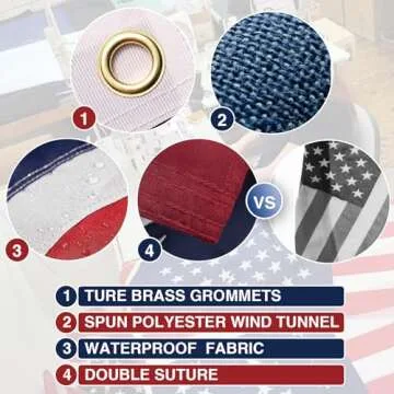 IOEN Flag Poles for Outside House in Ground - 25FT Sectional Aluminum Extra Thick Flagpole with Reinforcing Ring, 5x3 US Flag and White Gloves, Heavy Duty Black Flag Poles Kit for Yard or Residential