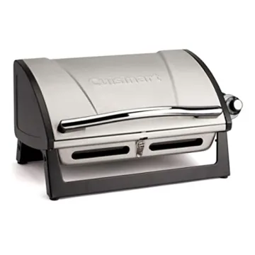Cuisinart Grillster Portable Gas Grill, Stainless Steel Compact BBQ with Locking Lid for Easy Transp...