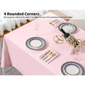Surmente Pink Tablecloth 90 x 132-inch Rectangular Polyester Table Cloth for Weddings, Banquets, or Restaurants