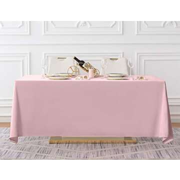 Surmente Pink Tablecloth 90 x 132-inch Rectangular Polyester Table Cloth for Weddings, Banquets, or Restaurants