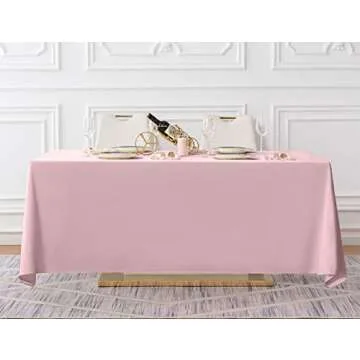 Surmente Pink Tablecloth 90 x 132-inch Rectangular Polyester Table Cloth for Weddings, Banquets, or Restaurants