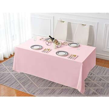 Surmente Pink Tablecloth 90 x 132-inch Rectangular Polyester Table Cloth for Weddings, Banquets, or Restaurants