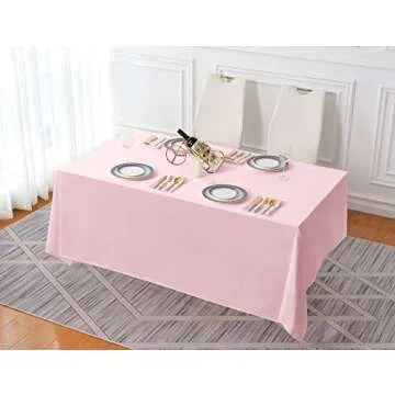 Surmente Pink Tablecloth 90 x 132-inch Rectangular Polyester Table Cloth for Weddings, Banquets, or Restaurants