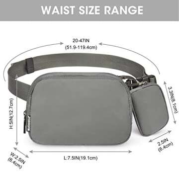 Newshows Fanny Pack with Mini Bag for Women Men, Fashion Waist Packs RFID Blocking Belt Bags Casual Hip Bum Bag for Outdoors Traveling Hiking Cycling Running(Grey)