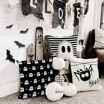 GEEORY Halloween Pillow Covers Set of 4 Spooky Decor