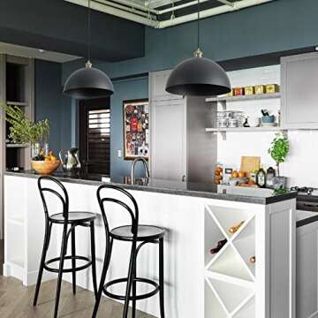 YHANFENGCY Vintage Black Pendant Light 13.7'' Retro Farmhouse Dome Pendant Lamp Modern Industrial Ch...