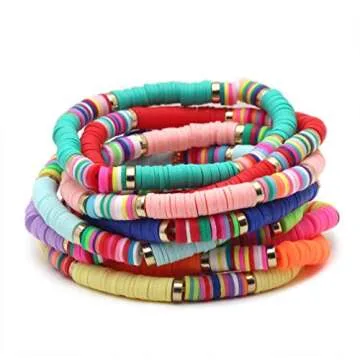 CASDAN 14 PCS Heishi Bracelet Set for Stylish Summer Jewelry