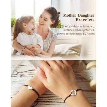 MANVEN Daughter Mom Teen Girls Mother Daugther Bracelets Birthday Gifts for Mom Matching Heart Brace...
