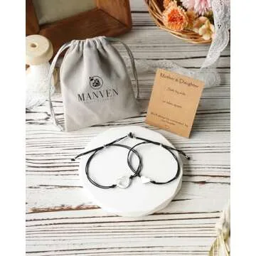 MANVEN Daughter Mom Teen Girls Mother Daugther Bracelets Birthday Gifts for Mom Matching Heart Bracelet