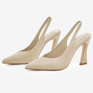 gihubafuil Womens Slingback Kitten Heels Closed Pointed Toe Wedding Party Dress Pumps Shoes Nude