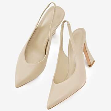 gihubafuil Womens Slingback Kitten Heels Closed Pointed Toe Wedding Party Dress Pumps Shoes Nude