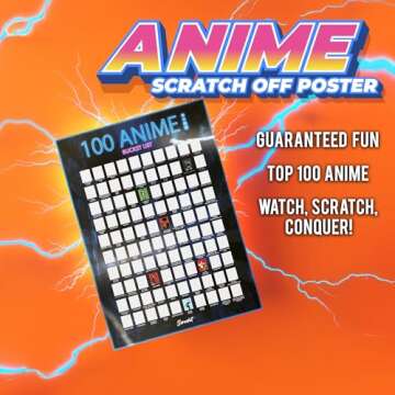 scrachit Top 100 Anime Scratch Off Poster - 23x17 - Challenge Bucket List Anime Gift - Best Gifts Fo...