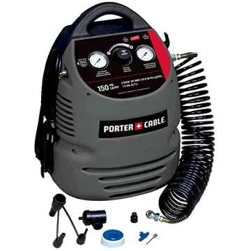 PORTER-CABLE Air Compressor Kit, 1.5 Gallon, Oil-Free, Fully Shrouded, Hand Carry, 25-Feet Hose (CMB...