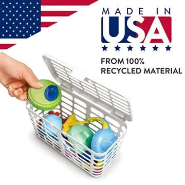 Prince Lionheart Made in USA High Capacity Dishwasher Basket for Toddler Items - Storage Basket For Toddler Bottle Parts and Accessories, 100% Recycled BPA Free Plastic Dishwasher Basket