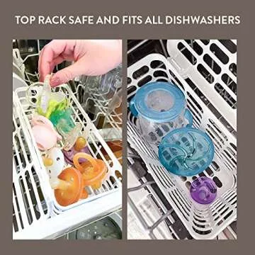 Prince Lionheart Made in USA High Capacity Dishwasher Basket for Toddler Items - Storage Basket For Toddler Bottle Parts and Accessories, 100% Recycled BPA Free Plastic Dishwasher Basket