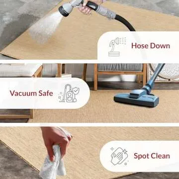 nuLOOM 5' x 8' Outdoor Performance Area Rug, Stain Resistant, Weather Resistant, High Traffic, Patio, Balcony, Outside, Nakia Brown