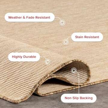 nuLOOM 5' x 8' Outdoor Performance Area Rug, Stain Resistant, Weather Resistant, High Traffic, Patio, Balcony, Outside, Nakia Brown