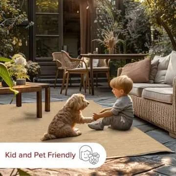 nuLOOM 5' x 8' Outdoor Performance Area Rug, Stain Resistant, Weather Resistant, High Traffic, Patio, Balcony, Outside, Nakia Brown